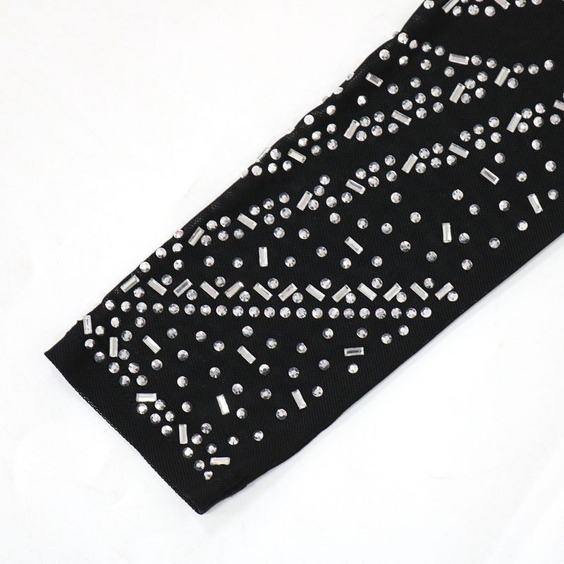 Dametøj polyester mesh langærmet patchwork slim fit jumpsuit Moderigtigt europæisk og amerikansk tøj_voghion.com