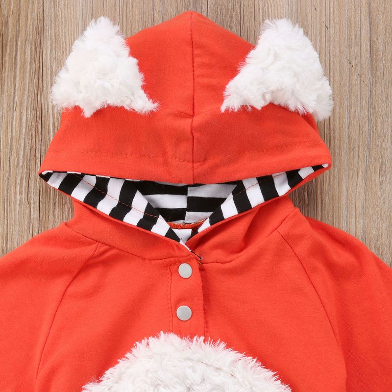 Kinderkleding, jongens en meisjes, schattig vosvormig ontwerp met lange mouwen, hoodie jumpsuit_voghion.com