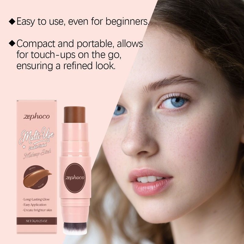 Zephoco Brown Multi-Pose Dual Ended Stick Natural Clear Blush Trucco alla moda Idratante Lunga durata Comodo_voghion.com