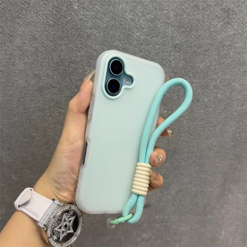 2in1 With Wrist Strap Lanyard Jelly Phone Case For Iphone 17 16 15 14 13 12 11 Pro Max Plus Hard Soft Bumper Cover Liquid Case_voghion.com