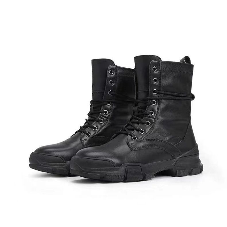 Botas de moto Huikaqi 2024 de piel auténtica, nuevas, modernas, cortas, versátiles, estilo británico, para mujer_voghion.com