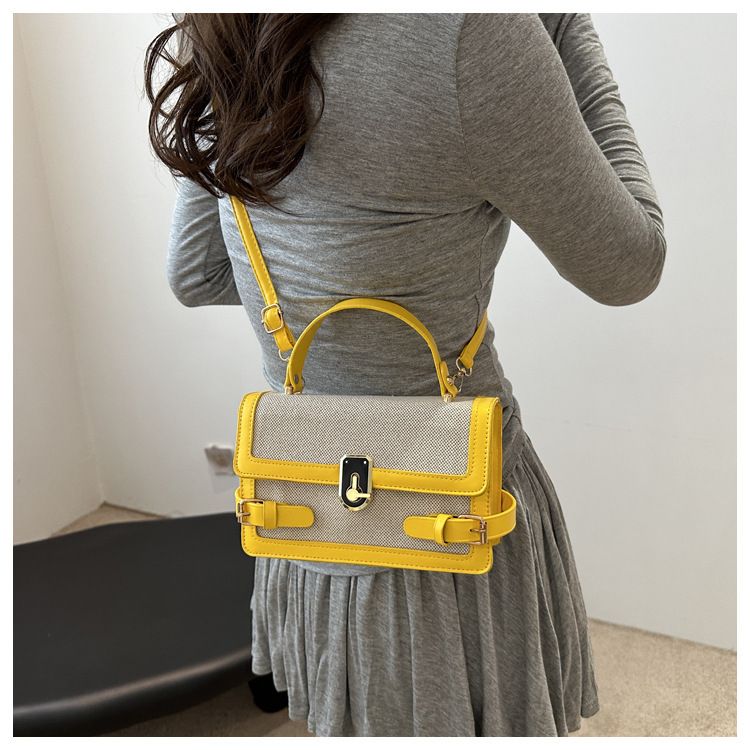 Colore a contrasto per le donne, tendenza popolare di quest'anno, borsa a tracolla singola da donna, piccola borsa quadrata_voghion.com