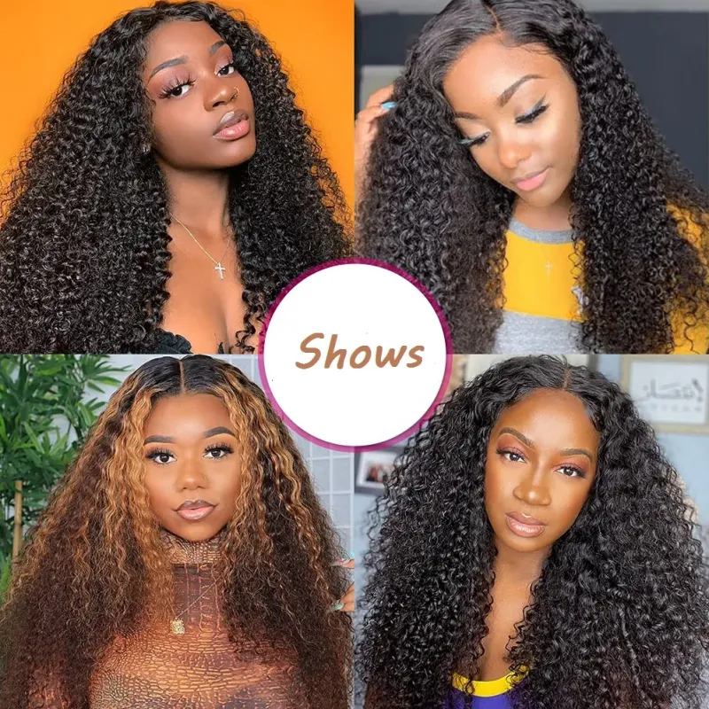 Kinky Curly Echthaar Lace Front Perücke Transparent Lace Closure für schwarze Frauen_voghion.com