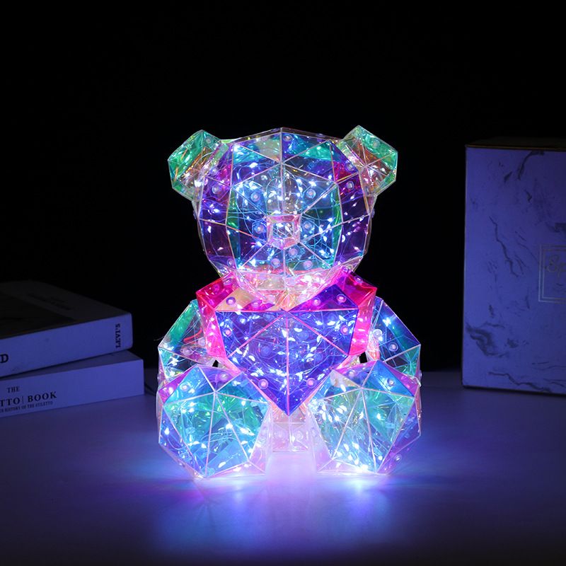 Hot Romantic Colorful Bear Light Illuminate The Track Of Love Qixi 520 Confession Proposal Birthday Gift Box_voghion.com