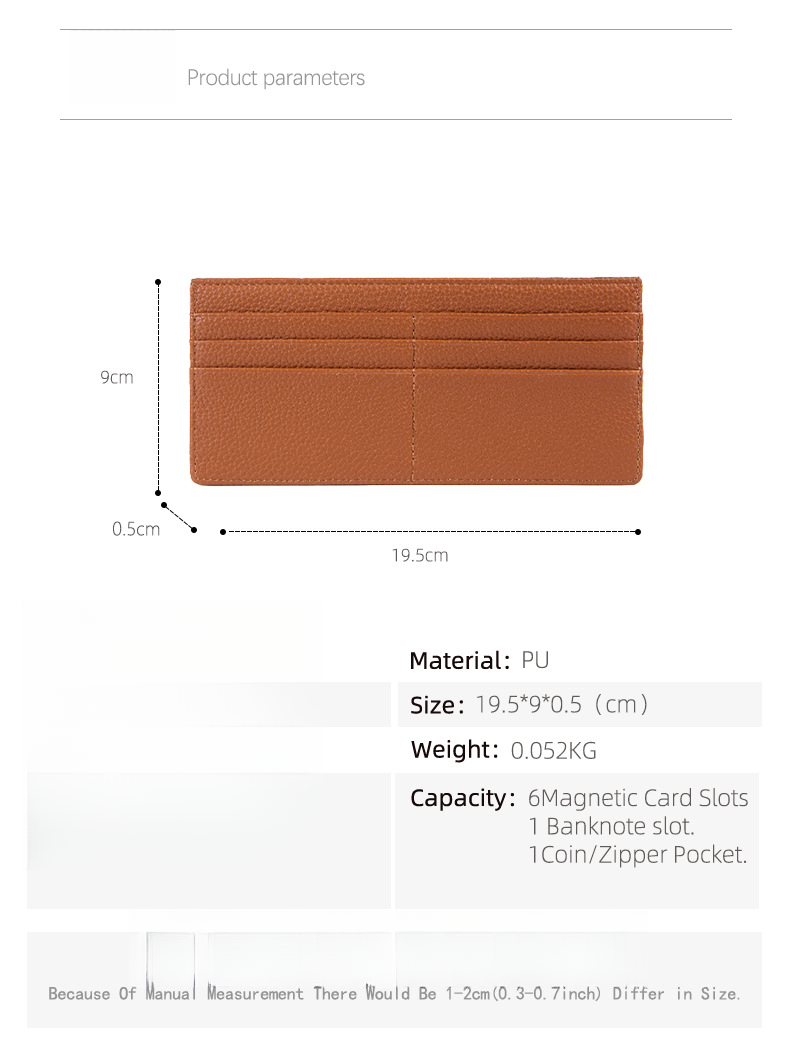 Cartera minimalista nueva con tarjetero integrado con sensación de cuero auténtico y clip para billetes con múltiples posiciones para tarjetas Cartera japonesa de moda con cremallera cero_voghion.com