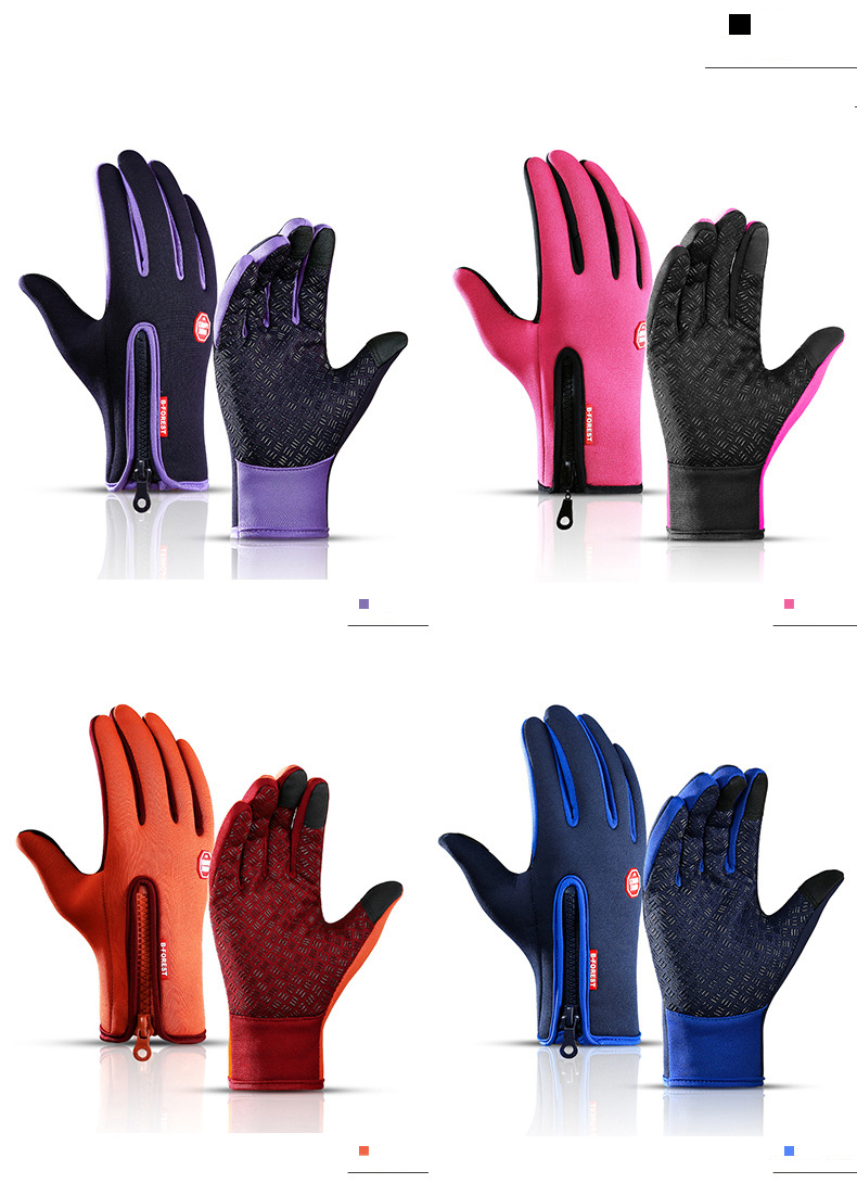 Gants d'hiver chauds pour hommes et femmes, écran tactile, sports de plein air, pêche, anti-éclaboussures, ski, cyclisme, snowboard, gants antidérapants à fermeture éclair_voghion.com