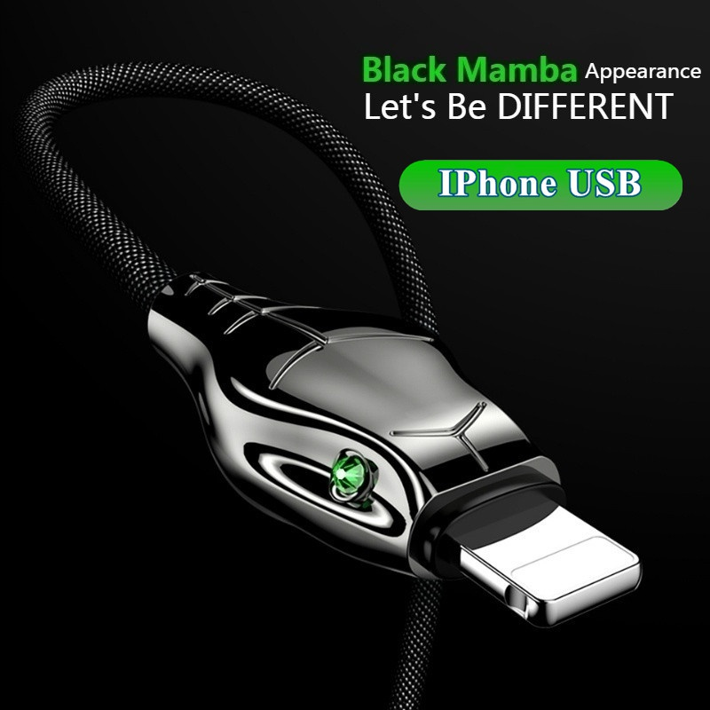 Black Mamba 1M/2M/3M USB Android Type-c iPhone Cable,5A Fast Charging Cables Charger Adapter For iPhone iPad Samsung Huawei Xiaomi Smart Phone_voghion.com