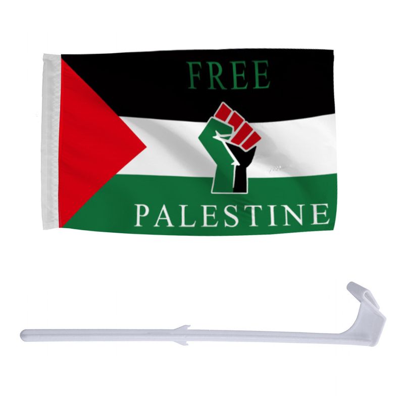 SportLife Palestine Flag Fade Resistant Simple Installation Fine Workmanship with Pole Palestinian National Car Window Flag_voghion.com