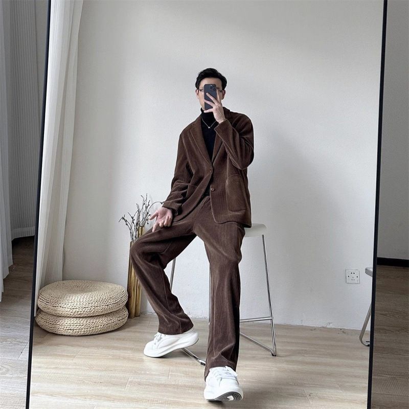 ForMen High-End Retro Suit Set For Men 2024 Spring And Autumn New Men's Fashion Cool Korean Style Casual Blazer Trendy_voghion.com