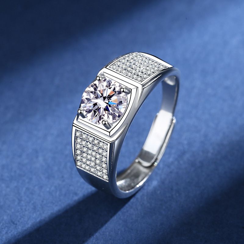 Hengli S Pure Herrring i Klassisk och Dominant Lyxig Liten Himmelsstjärna med Diamant Mosangsten, Silversmycken_voghion.com