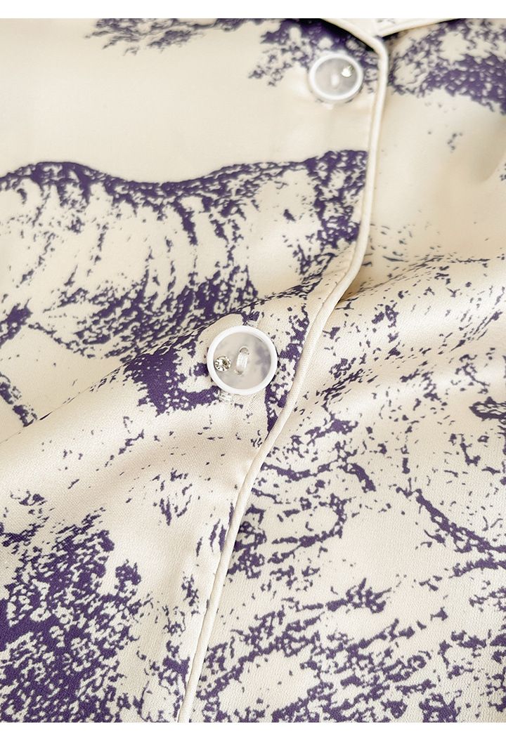 Pigiama da donna con stampa a inchiostro, pigiama estivo da donna in seta ghiacciata, a maniche corte, di alta qualità, per celebrità di Internet, piccolo, fresco e semplice, per la casa._voghion.com