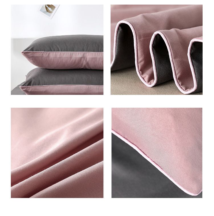 Home Furniture Simple Solid Color Sanded Double Stitching Craft Three Piece Pillowcase Quilt Cover Set_voghion.com