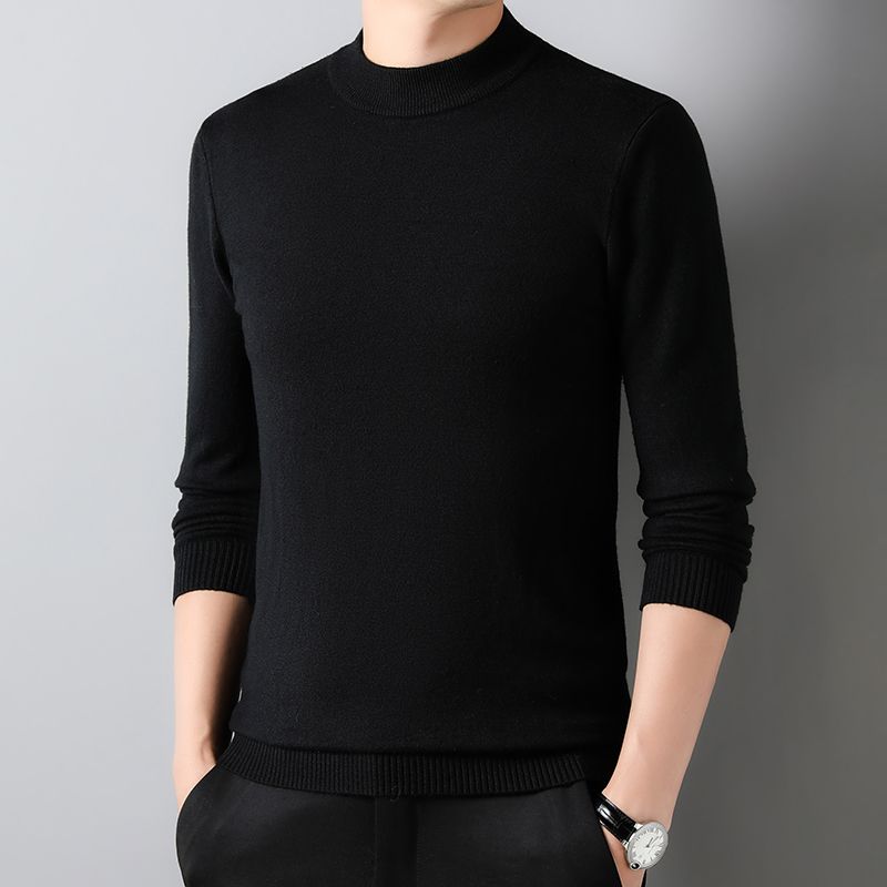 Halve Rollkragen Strickwaren Pullover Neue Herbst/Winter Mock Neck Sweatshirts Einfarbig Pullover Mann Marke Casual Heren Kleidung_voghion.com
