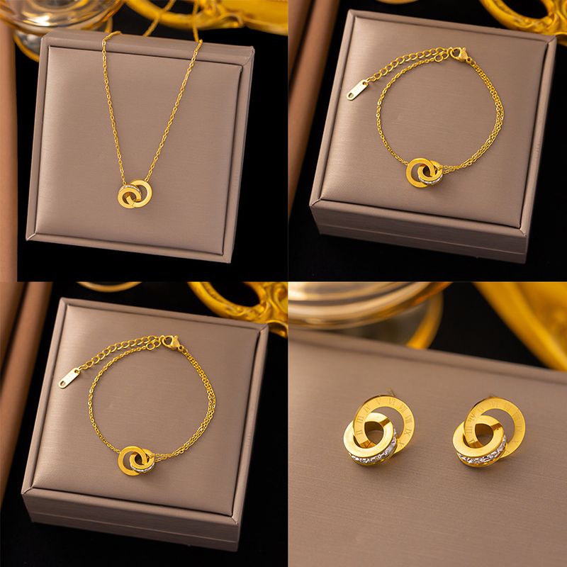 Roman Double Ring Necklace, Women's Titanium Steel Full Diamond Collarbone Chain, Fashionable, Versatile, High-end And_voghion.com