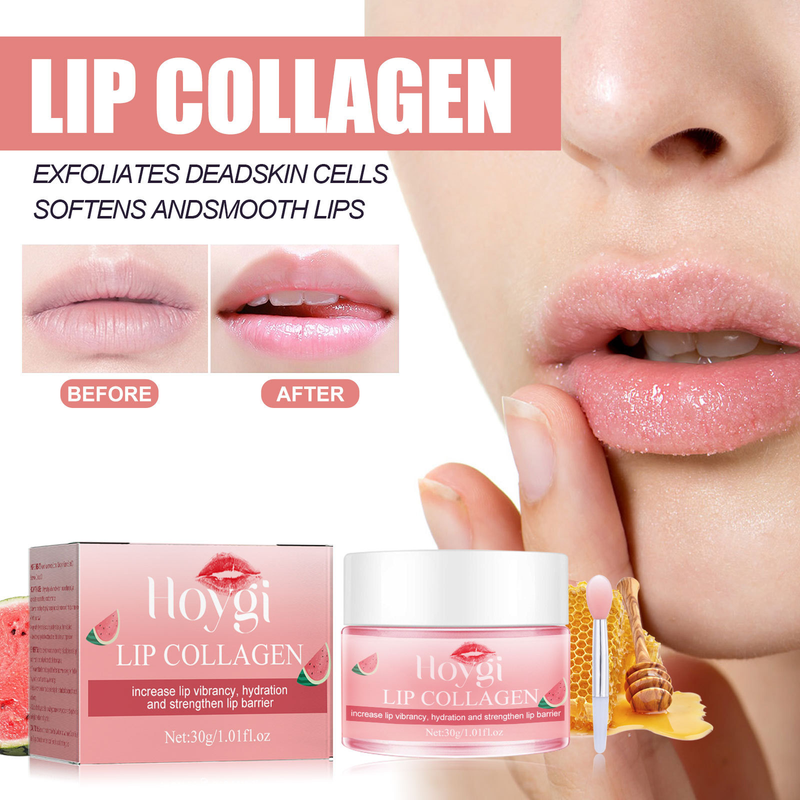 Hoygi Watermelon Flavor Lip Mask Kosteuttaa, vähentää huulten juonteita, ehkäisee pakastekuivausta halkeilua ja korjaa keratiinia_voghion.com