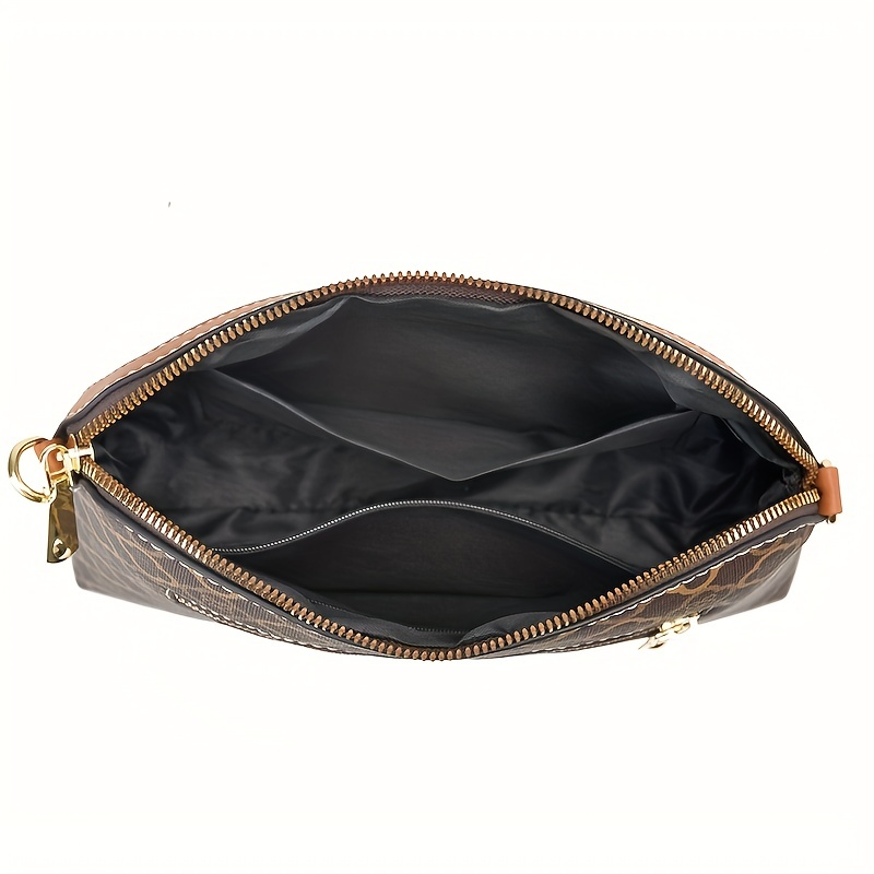 Vintage geometriskt tryck Crossbody-väska, Retro PU-läderväska, Casual axelväska för kvinnor och handväska_voghion.com