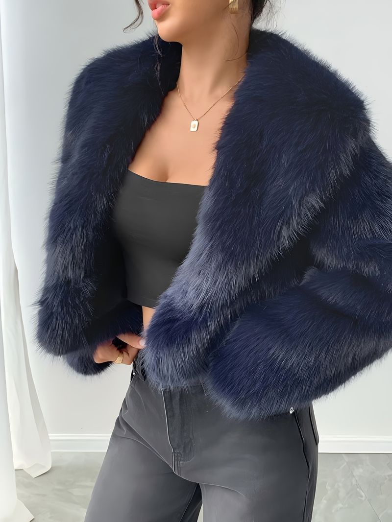 Giacca invernale da donna, calda e spessa, con chiusura a ombelico, vestibilità aderente, silhouette a trapezio, collo con revers, corta_voghion.com
