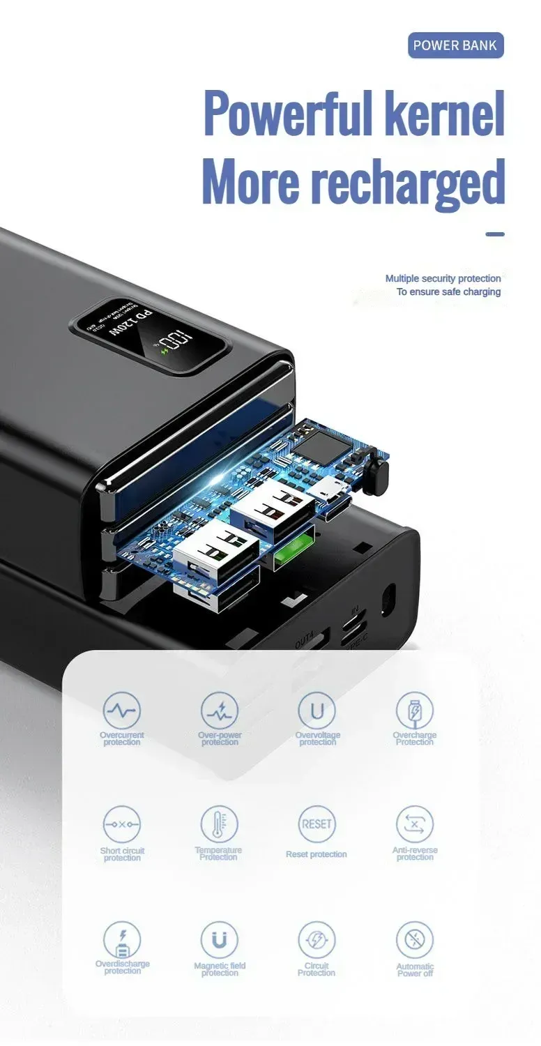 120W super rychlé nabíjení 30000 MAh baterie se 100% dostatečnou kapacitou pro napájení různých mobilních telefonů_voghion.com