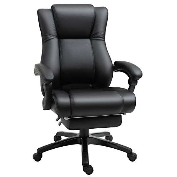 Vinsetto Executive Office Chair High Back With Footrest Adjustable Ergonomic Black_voghion.com