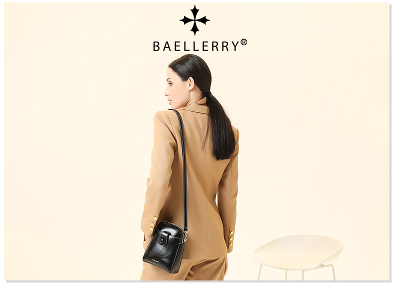 Borsa per cellulare nuova borsa a tracolla con doppia cerniera in pelle cerata da donna Baellerry versatile borsa a tracolla portamonete_voghion.com