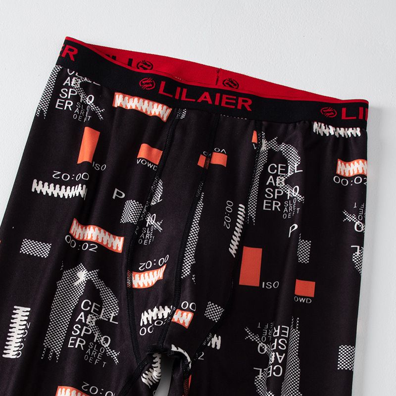 Overseas Platform US Size Autumn Winter Warm Base Layer Casual Versatile Fashion Men's Printed Comfortable Thermal Pants_voghion.com