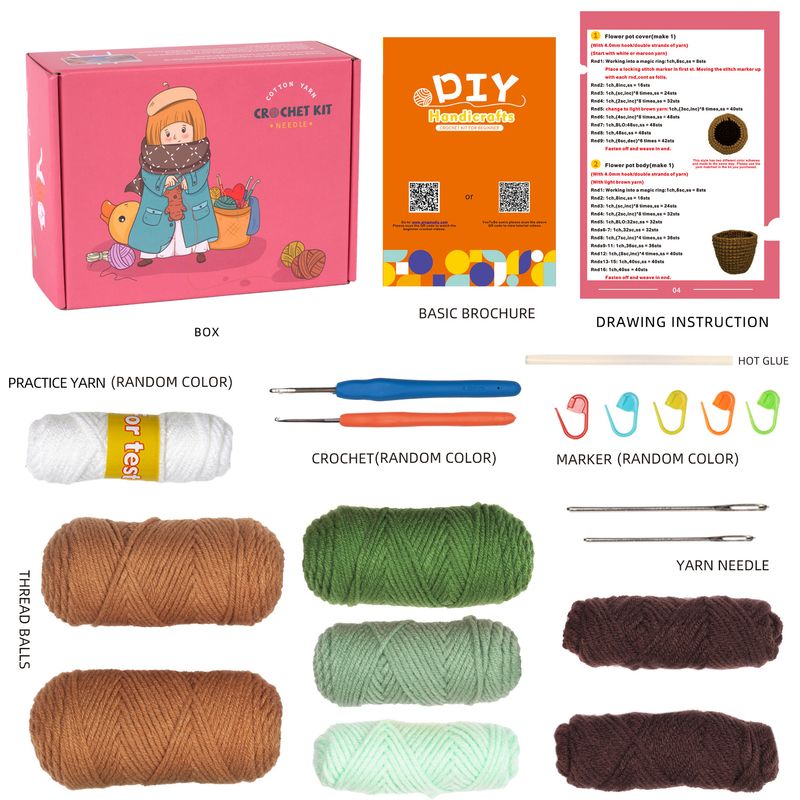 Crochet Material Package Knitting Handmade DIY Homemade Wool Plant Storage Box Ornaments_voghion.com