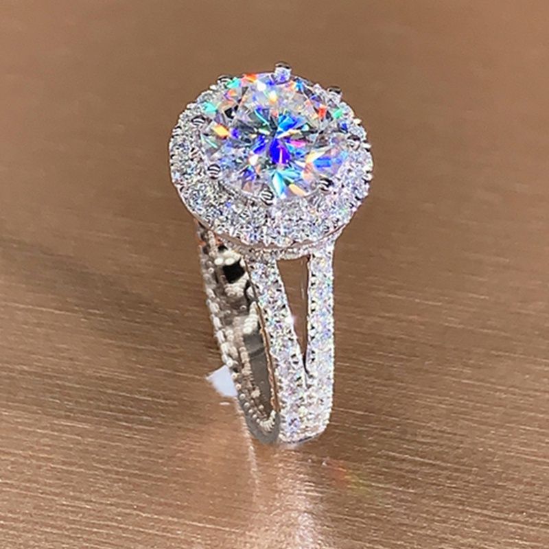 Vendite calde Huitan Temperament Elegante Rotondo Cubic Zirconia Fedi Nuziali Anelli da Donna Brillanti Accessori Fidanzamento Trendy_voghion.com