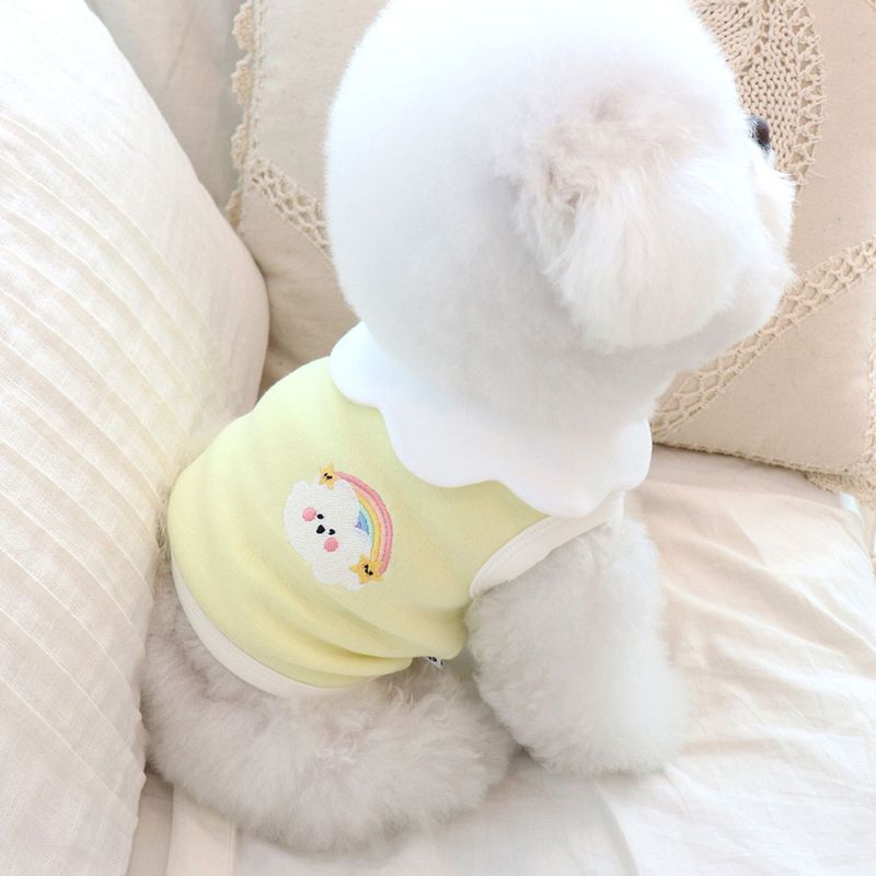 【】INS Stil Koreanische Reine Baumwolle Kindergarten Wolke Stickerei Nette Weiche Weste Hund Kleidung Warme_voghion.com