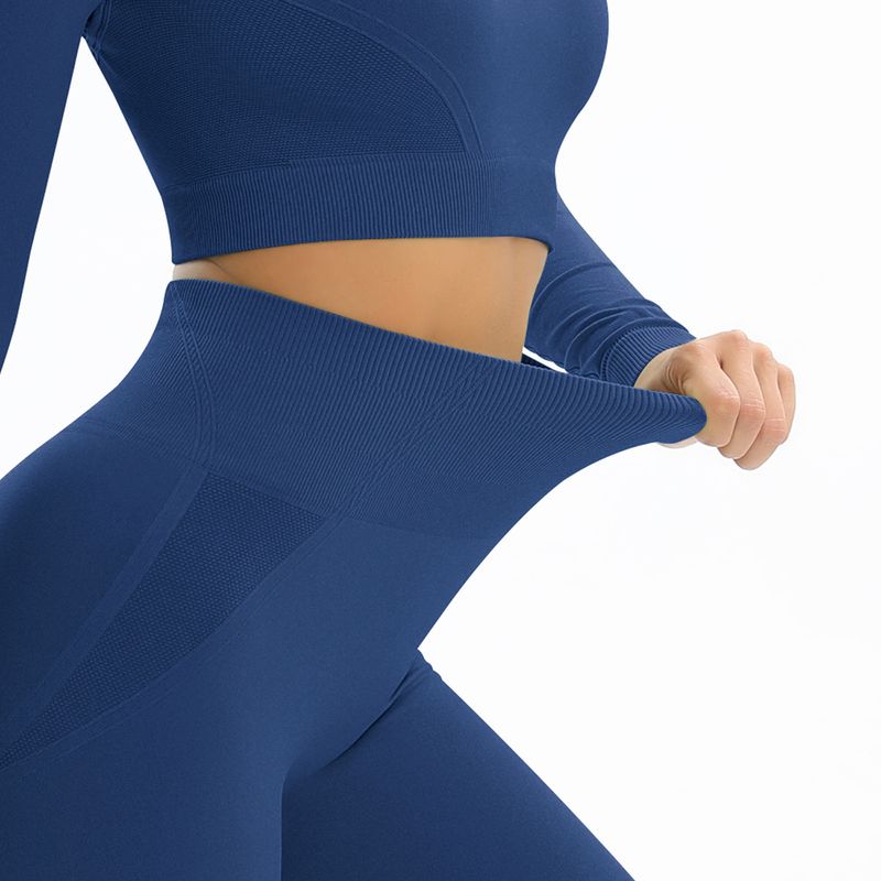 New Peach Seamless Solid Color Jacquard Yoga Waist High Elastic Tight Sports Running Fitness Pants_voghion.com