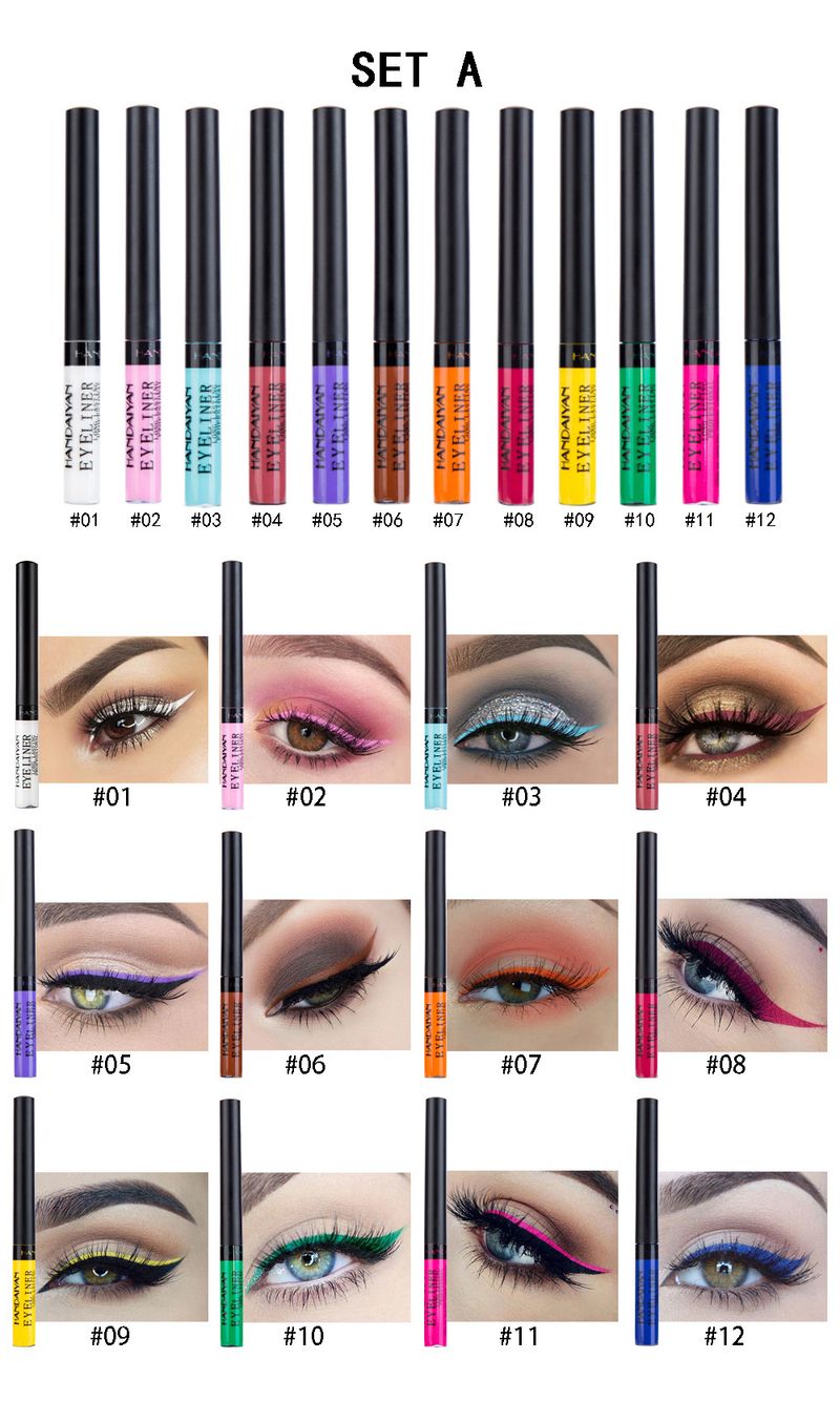 eyeliner opaco ad asciugatura rapida, resistente, non sbiadisce, fluorescente UV, set da 12 colori_voghion.com