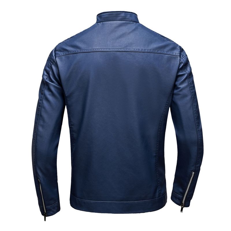 Erkek Günlük Slim Fit Motosiklet PU Deri Ceket, Erkek Kore Versiyonu_voghion.com