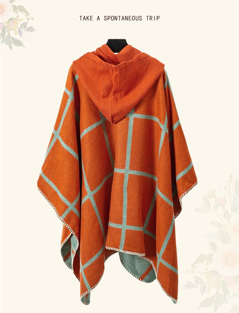 Bohemian Hooded Cape Poncho – Warm & Stylish Outerwear For Travel, Photography, And Daily Wear In Winter, Spring & Autumn_voghion.com