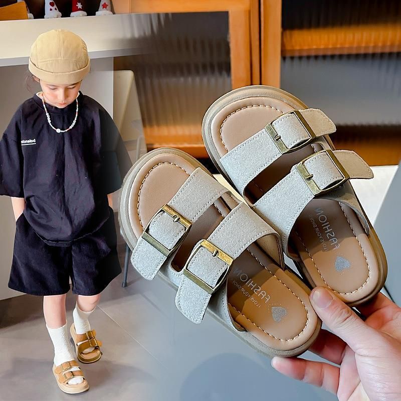 Scarpe da spiaggia per bambini, nuove, estive 2024, per bambine, casual, con suola morbida, per bambini grandi, da indossare all'aperto, con un cinturino_voghion.com