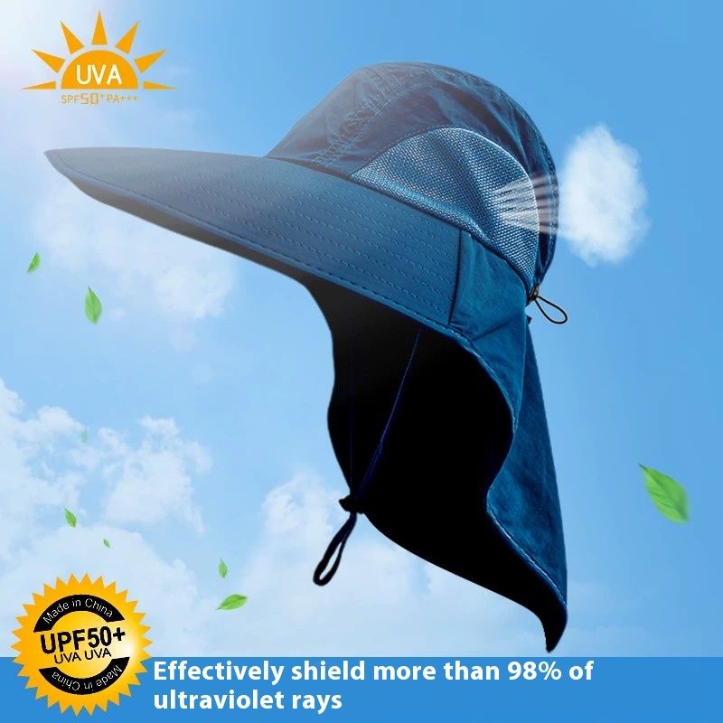 Protecție solară pentru față și gât cu boruri largi pentru bărbați și femei, pălărie de pescar rezistentă la UV pentru ciclism, pescuit_voghion.com