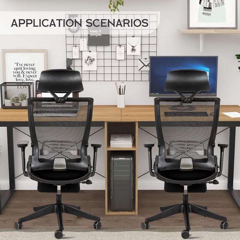 Ergonomic Office Chair With Lumbar Support & Headrest & Flip-up Arms Height Adjustable Rocking Home Office Desk Swivel High Back Computer Chair Warm Taupe Mesh Study Chair_voghion.com