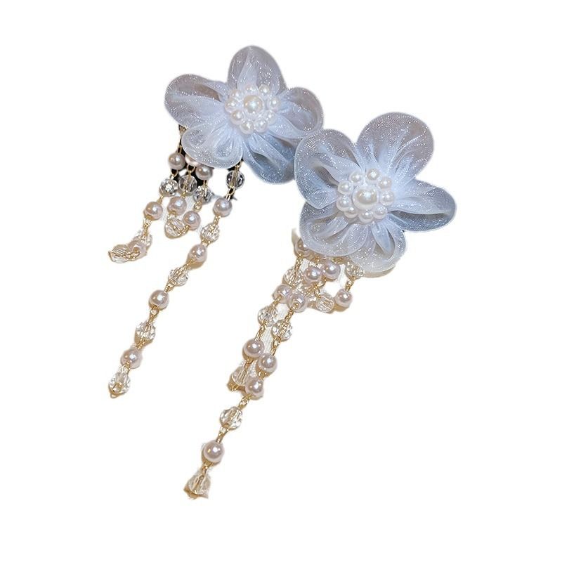 Orecchini pendenti in argento con fiocco elegante ultra immortale, fiore, luce francese, lusso, moda, stile letterario, dolci e versatili_voghion.com