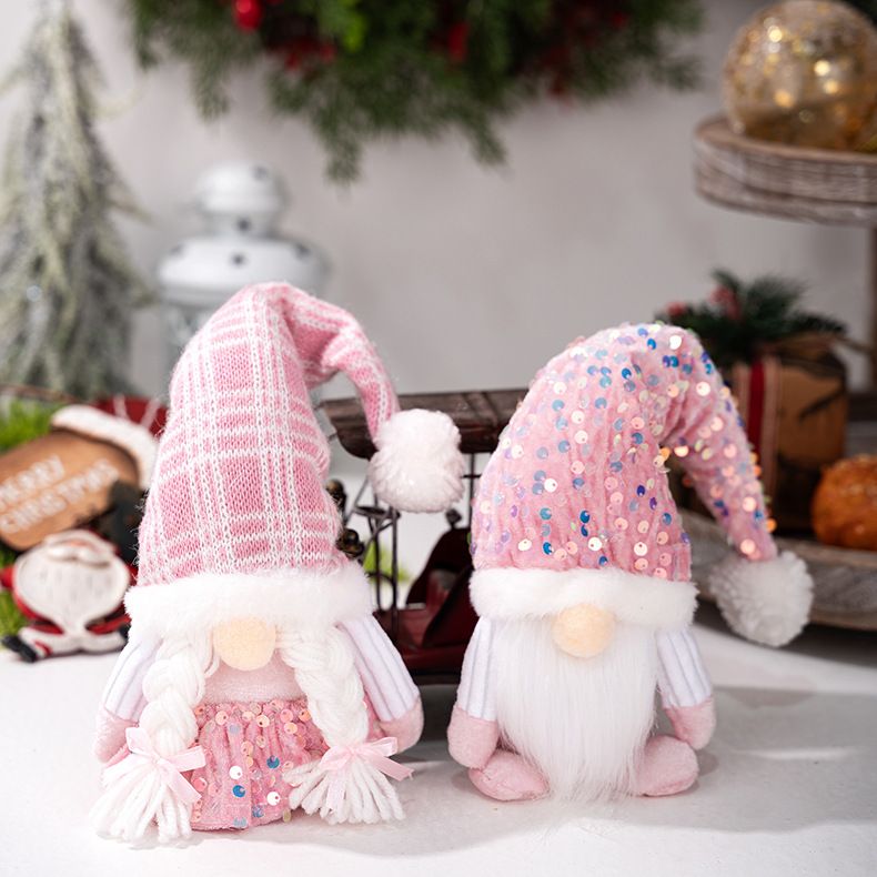 Funkelndes rosa Glitzer-Weihnachtsfiguren-Set – Stehender Weihnachtsmann, Schneemann und Rentier als Schreibtischdekoration für weihnachtliche Stimmung._voghion.com