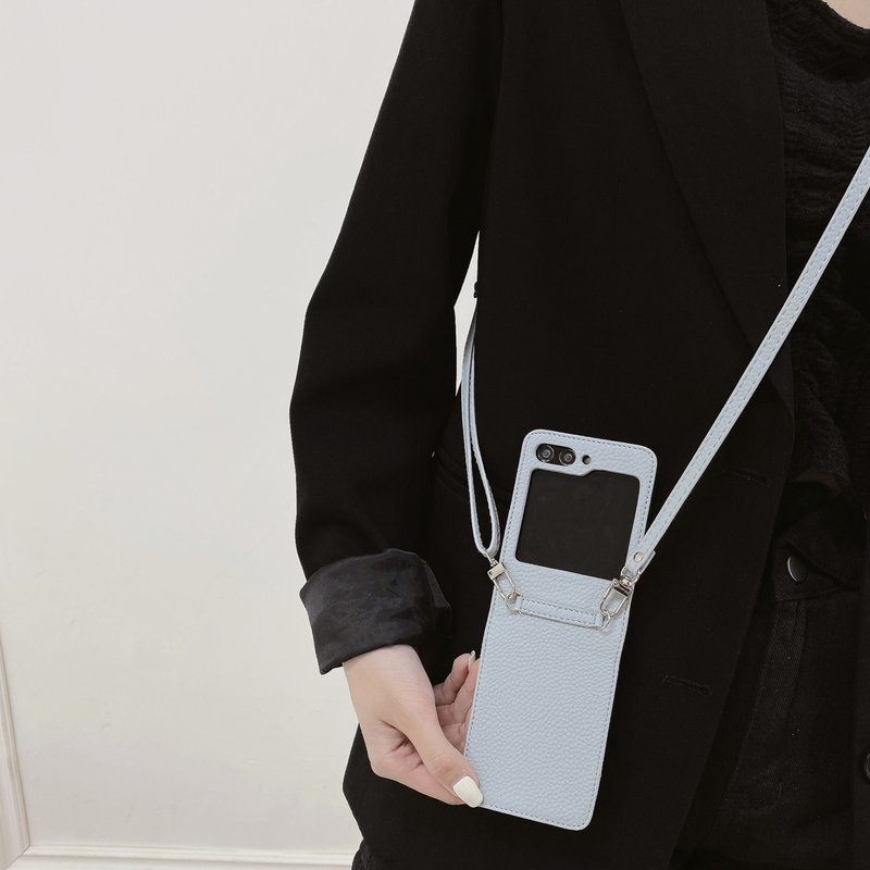 Mobile phone case Suitable for Samsung Z Flip5 mobile phone case GalaxyZ Flip4 folding litchi pattern diagonal protective case ZFlip3_voghion.com