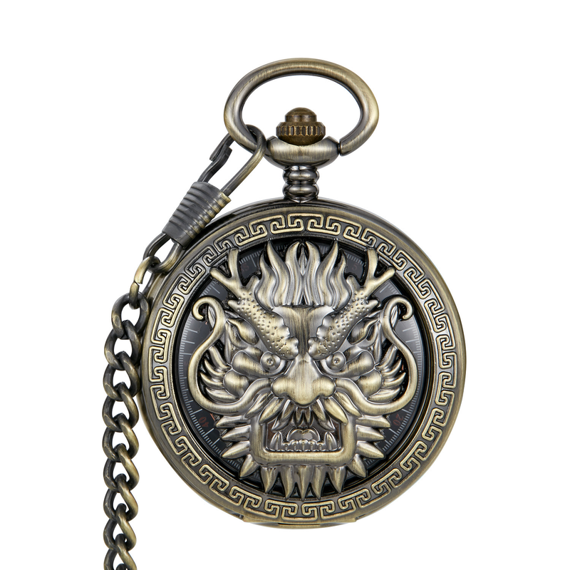 New Kirin Flip Cover Semi-Automatic Mechanical Roman Numeral Pocket Watch_voghion.com