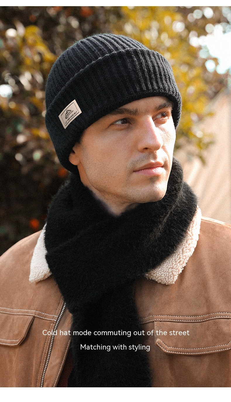 Autumn and Winter Warm Knitted Hats for Men's Windproof and Cold Fitting Headwear, Plush Cold Hats, Woolen Hats, Pure Cotton Hats_voghion.com