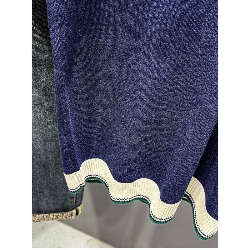 Herrenbekleidung Gestricktes Poloshirt mit V-Ausschnitt, farblich abgestimmt, leicht, reif, Retro, Sommer, kurzärmelig, hübsch, lässig, Herren-T-Shirt, neue Oberteile_voghion.com