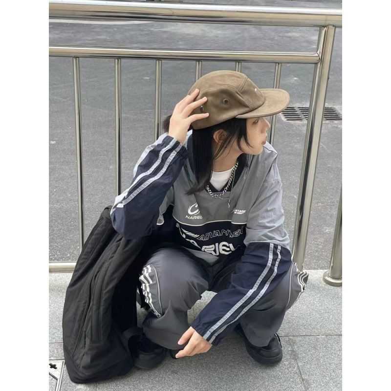 Ice wrinkled contrasting color design, American style quick drying sun protection long sleeved T-shirt, loose fitting_voghion.com