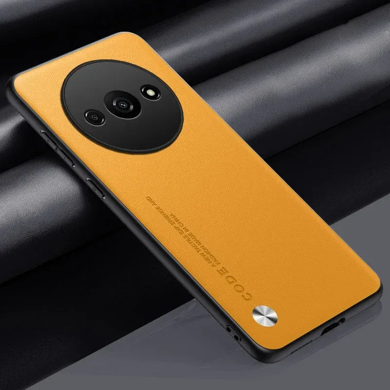 Luxuriöses, stoßfestes Hartschalenetui aus Leder für den Objektivschutz von Xiaomi Redmi A3 4G, rutschfeste Schutzhülle mit Fingerabdruck-Schutz_voghion.com