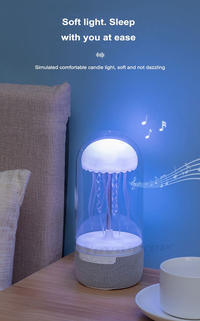 K19 Creative Portable Colorful Jellyfish Lamp Bluetooth Speaker HiFi Stereo 3D Surround Subwoofer Home Theater Sound_voghion.com