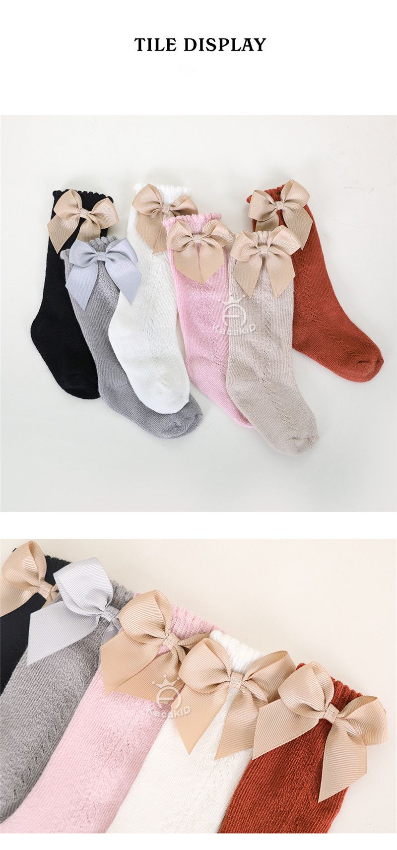 Nuovi calzini estivi alti fino al ginocchio per bambine, calzini lunghi con fiocco, in morbida maglia di cotone traspirante, per bambini, da 0 a 7 anni_voghion.com
