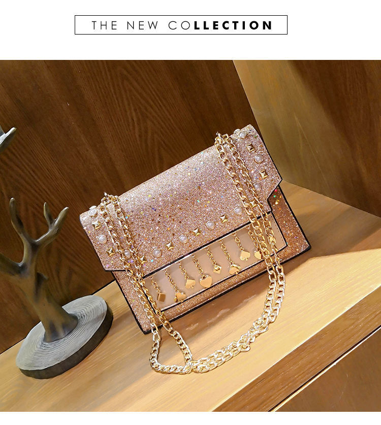 Net red spot women's bag 2023 woven flower new double layer tide single shoulder crossbody bag hundred chain small square bag_voghion.com