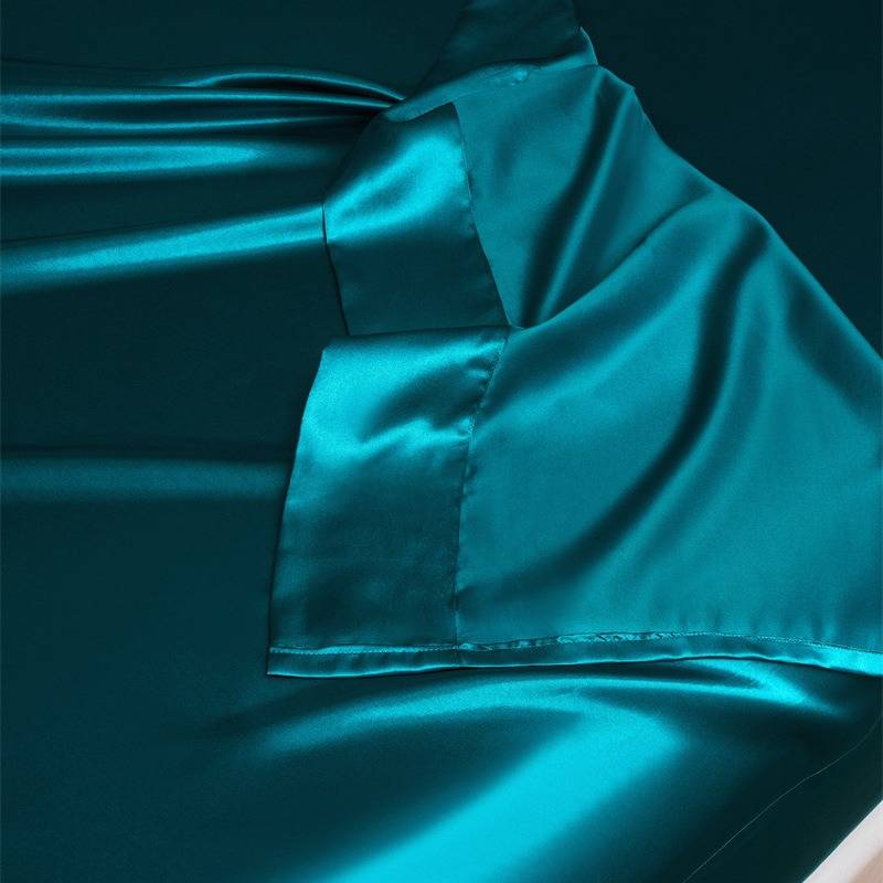 Vierteiliges Set aus reiner Satinseide in reiner Farbe, einfache Laken, Matratzenbezüge, Kissenbezüge und Bettwäsche_voghion.com