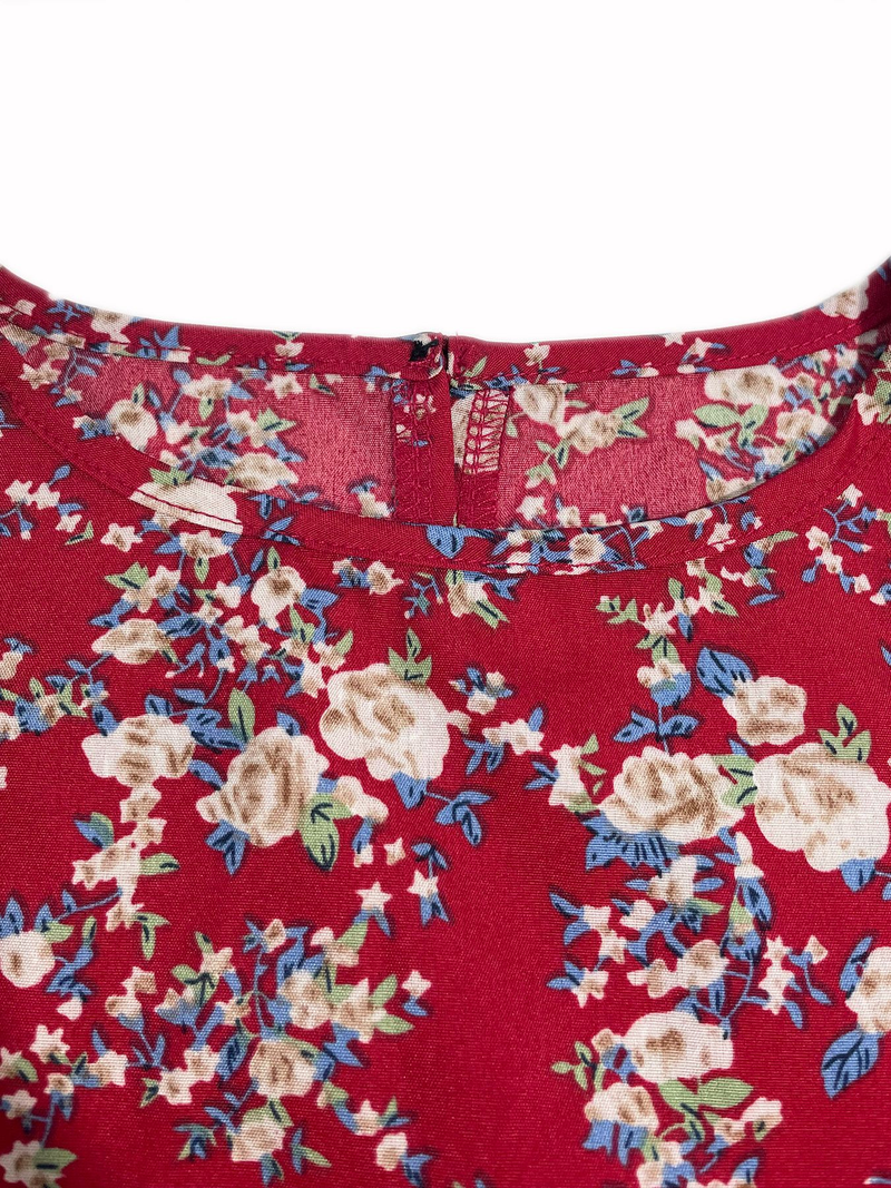 Spring/Summer/Autumn/Winter A-word holiday style print with shoulder sleeves and MIDI dress_voghion.com