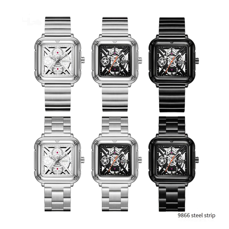 Paar-Unisex-Uhr Fashion Square Hollow Design wasserdichte High-End-Quarzuhr_voghion.com