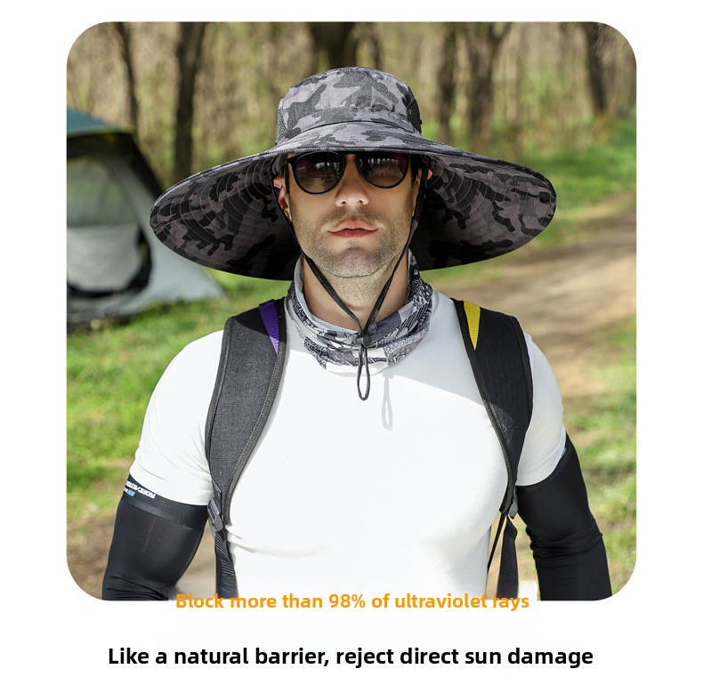 Fischerhut mit 16 cm breiter Krempe – Sonnenschutz LSF 50+ mit Tarndesign und Netzbelüftung für Männer und Frauen_voghion.com